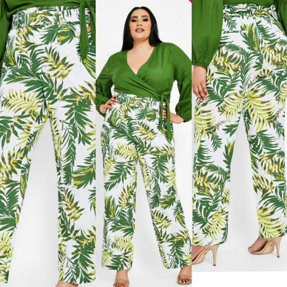 Ashley Stewart Pants - Ashley Stewart Palm linen wide leg pant